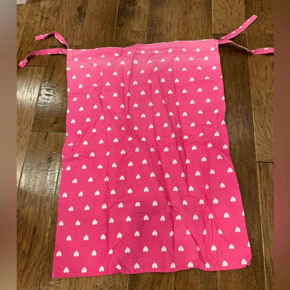 Pottery Barn Kids Pink Laundry Basket Liner with White Hearts